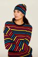 Bonnet laine Poor Boy rayé femme Multico raye rf vue portée de face