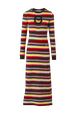 Women Striped Fluffy Maxi Dress Multico crea front view