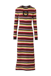 Women Striped Fluffy Maxi Dress Multico crea front view