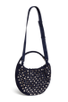 Domino medium bag in suede and studs Navy back view