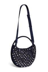 Domino medium bag in suede and studs Navy back view