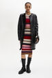 Shearling and Leather Straight-Cut Reversible Coat Black front worn view