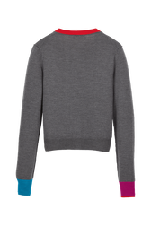 Cardigan laine colorblock femme Gris vue de dos