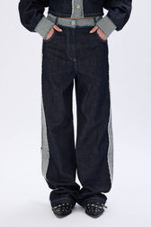 Pantalon en jean taille haute Bleu vue de détail 1
