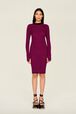 Robe longue chaussette rayée femme Raye noir/fuchsia vue portée de face