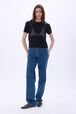 Short-sleeve trompe l'oeil t-shirt Black front worn view