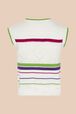 Women Multicolor Striped Openwork Tank Top Ecru back view