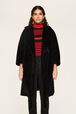 Manteau long velours femme Noir vue portée de face