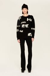 Pull grunge laine logo Sonia Rykiel femme Noir vue de détail 4