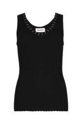 Ribbed tank top Black front view