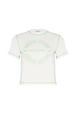 T-shirt col rond manches courtes en jersey de coton Ecru vue de face
