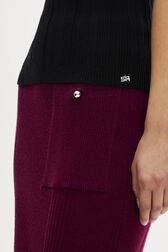 Wool Knit High-Waisted Midi Skirt Claret details view 2