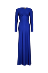 Robe longue en jersey Bleu roi vue de face