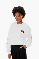 Sweatshirt crop SR Blanc vue portée de face
