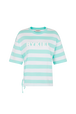 Striped short-sleeved crew-neck T-shirt White/mint stripe front view