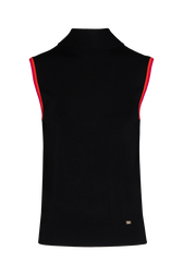 Women Viscose Tank Top with Coloured Armhole Black front view