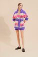 Women Multicolor Pastel Striped Belted Cardigan Lilac details view 1