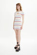 Robe courte picots rayé multicolore femme Multico raye blanc vue de détail 1