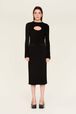 Women Two-Tone Long Skirt Black front worn view