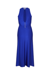Mid-length jersey dress Royal blue back view