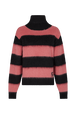 Pull rayé brossé en laine melangé Rayures noir/rose vue de face