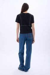 Pantalon en jean à côté en studs Bleu studs vue portée de dos