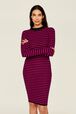 Robe longue chaussette rayée femme Raye noir/fuchsia vue de détail 1