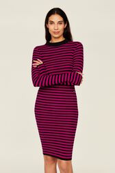 Robe longue chaussette rayée femme Raye noir/fuchsia vue de détail 1