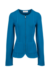 Women Milano Knitted Jacket Prussian blue front view