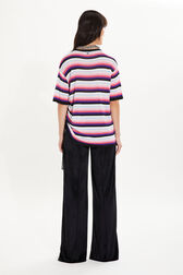 Pull à rayures manches courtes Rose vue portée de dos