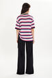 Short-sleeved striped jumper Pink back worn view