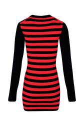Robe midi rayée Jane Birkin femme Raye noir/rouge vue de dos