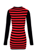 Women Jane Birkin Striped Midi Dress Black/red back view