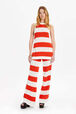 Women Two-Coloured Striped Openwork Tank Top Striped coral/ecru front worn view
