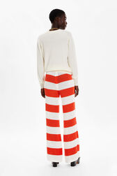 Women Rhinestone Print Sweater White back worn view