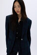 Menswear-inspired tartan blazer Check navy green details view 2