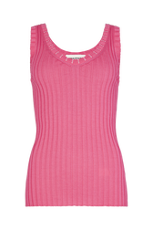 Ribbed tank top Pink front view