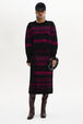 Long-Sleeved Crew-Neck Jumper Fuchsia front worn view