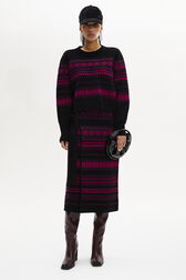 Long-Sleeved Crew-Neck Jumper Fuchsia front worn view