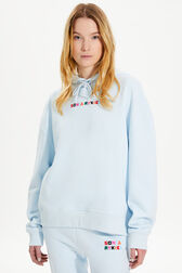 Women Signature Multicolor Oversized Hoodie Baby blue details view 1