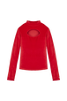 Women Velvet Front Keyhole Top Red front view