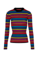Women Multicoloured Striped Rib Sock Knit Sweater Multico striped rf front view