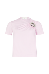 Short-sleeved jersey top Doll pink front view