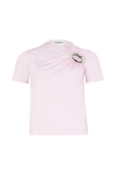 Short-sleeved jersey top Doll pink front view