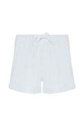 Women Velvet Shorts Baby blue front view