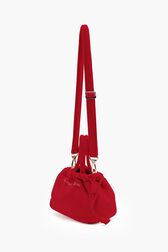 Women Mini Velvet Bag Red back view