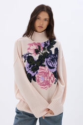 Pull oversize col montant Rose vue de détail 1