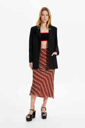 Women Polka Dot Silk Midi Skirt Multico crea front worn view