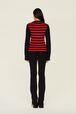 Women Jane Birkin Sweater Black/red back worn view