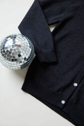 Girl Shiny Short Cardigan Black details view 3